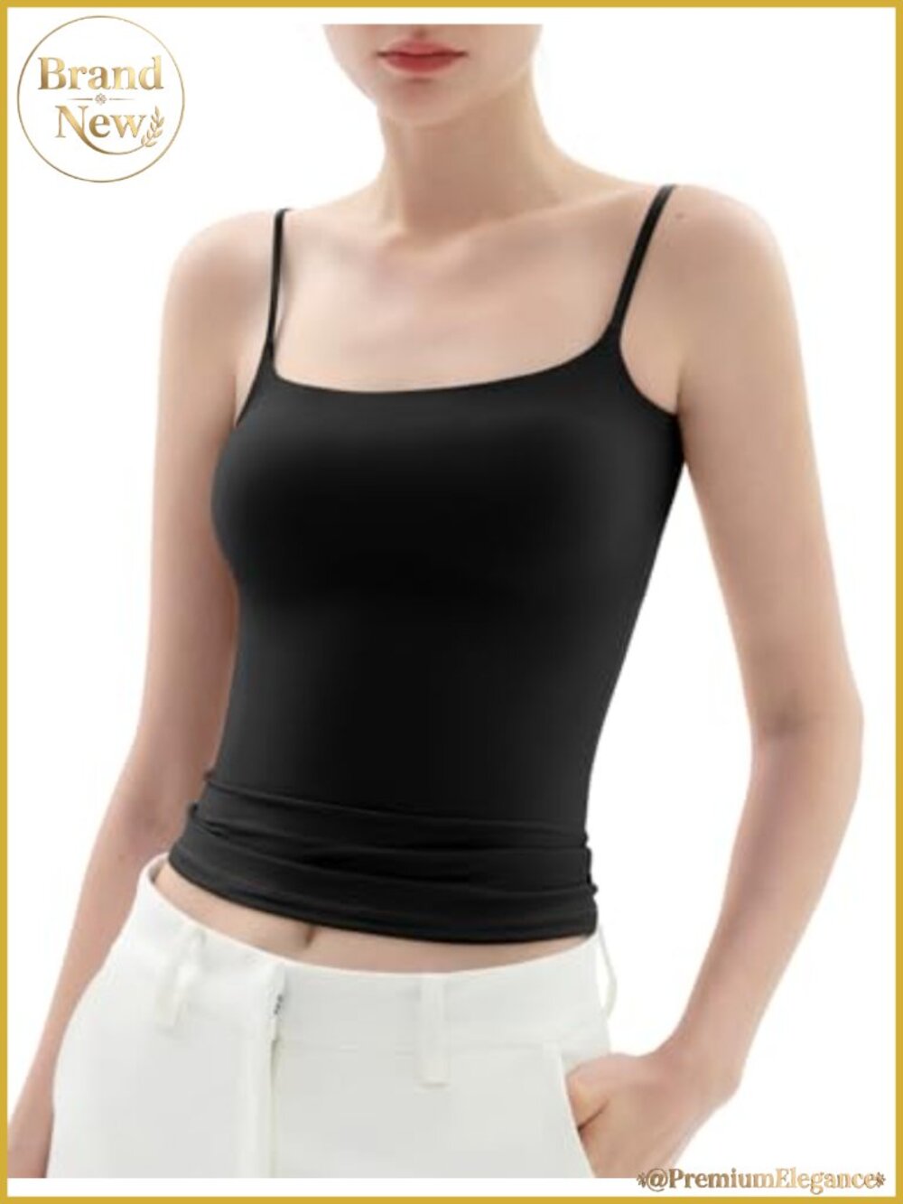 Women's Square Neck Tank Top Adjustable Spaghetti Straps Sleeveless Basic